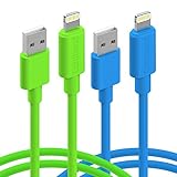 iPhone 7 Cable, Cambond 2 Pack Apple Certified 8 Pin Lightning to USB Cable Durable Stepped Apple Cord 6ft Charging Cable Blue and Green
