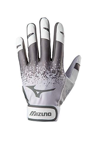 Mizuno Finch Adult Softball Batting Glove, White/Grey, Medium