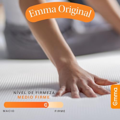 Colchão Queen Emma Original 25 cm - 158x198 cm, Espuma Viscoelástica 3 Camadas, Conforto Superior, Suporte para Coluna, Alta Respirabilidade, Capa Lavável, 10 Anos de Garantia, 100 Noites de Teste