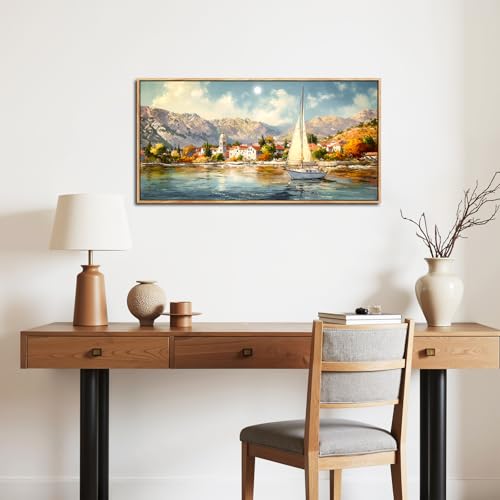 SERIMINO Modern Living Room Decoration Paintings, Large Frames for Decorative Canvas, Decorative Art Landscapes, Sailboat Paintings, Hallways Room, Bedrooms, Dining Room 50 x 100 cm
