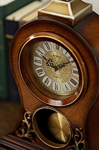 Le'raze Elegant, Decorative,Grandfather Clock Hand Painted Wood Modern Mantel with Swinging Pendulum Shelf,Tabletop,Desk,Buffet, Color Mahogany