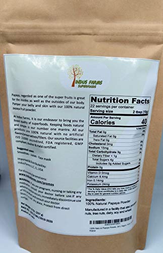 100% Natural Papaya Powder, 8 oz, Eco-friendly Resealable pouch, No Artificial Flavors/Preservatives/Fillers, Halal, Kosher, Vegan-Friendly, Non-GMO