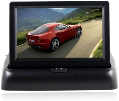 BW® 4.3 Inch Folding TFT LCD Car Rear View Reverse Color Camera Monitor 2CH Video Input Supports Car DVD/VCD Black