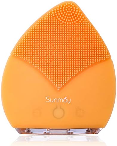 SUNMAY Leaf Sonic Facial Cleansing Brush, Electric Soft Silicone Cleanser for Facial Polish and Scrub Deep Cleansing Anti Aging Massager (Orange)