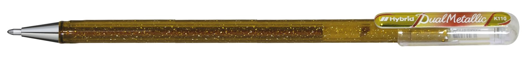 Pentel K110 Hybrid DualMetallic Gel Rollerball, 1.0mm Tip, Gold/Metallic Red & Gold (Pack of 12)