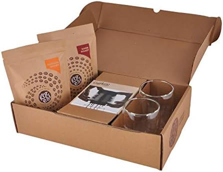 Korebi Coffee Cafflano Kompact Brewer with Medium, Dark Roast Coffee Bags & Glasses