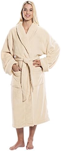 Tahoe Microfleece Super Soft Shawl Collar Robe for Men and Women (1 Robe, Beige)