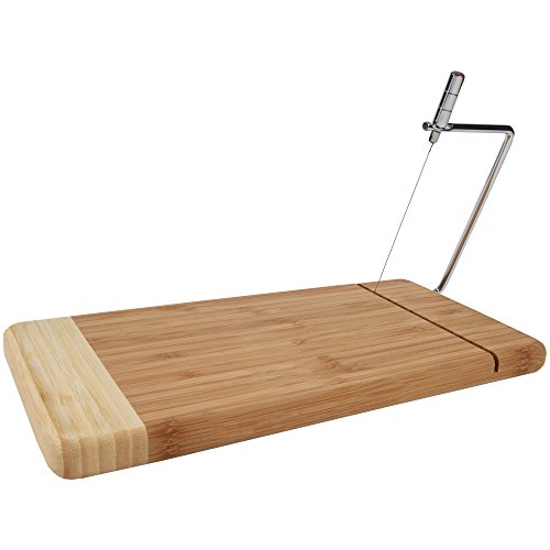 HomeX Bamboo Cheese Cutting Board with Stainless Steel Wire Cheese