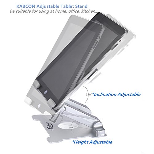 Tablet Stand Holder, Kabcon Multi-angle Adjustable Aluminum Tablets Holder for Microsoft Surface Pro Pro1 Pro2 Pro3 Pro4 , 6-12in iPad, Air, Mac & Kindle, Mount for Home, Office & Countertop Silver ...