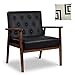 JIASTING Mid-Century Retro Modern Accent Chair Wooden Arm Upholstered Tufted Back Lounge Chairs Seat Size 24.4