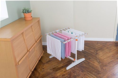 LivingStar - Premium Mini Portable Drying Rack: modern design, easy to assemble &amp; move around, takes up small spaces, 1 tier with 2 arms, completely foldable, naturally to dry cloths/towels.