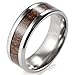SHARDON Men's 8mm Beveled Edge Titanium Wedding Ring with Real Deer Antler Inlay