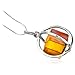 Honey Amber Cube Millennium Collection Sterling Silver Spherical Pendant Snake Chain 14