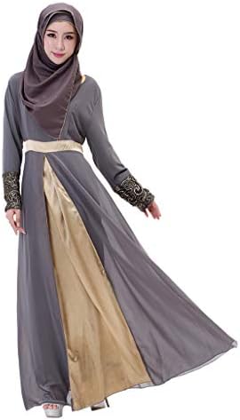 Palalibin Women Shirt,Women Long Maxi Dress Dubai Patchwork Gown Islam Abaya Muslim Clothing