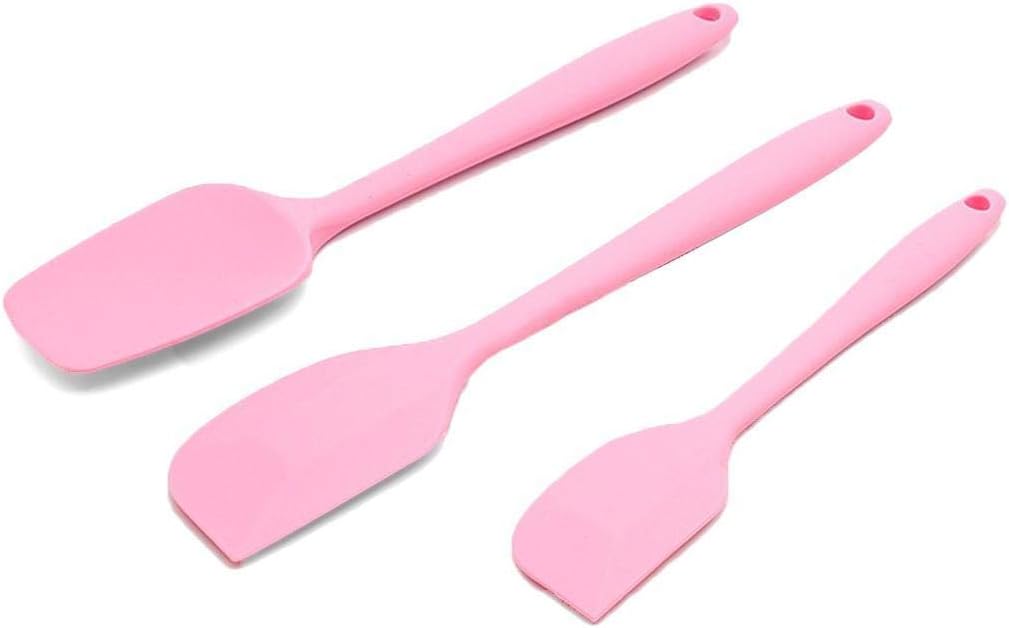 Silicone Spatula Set, 3-Piece FDA Approved BPA Free Heat-Resistant Seamless Rubber Flexible and Hygienic Spatulas with Hanging Hole for Cooking, Baking and Mixing