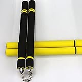 Jaswass Foam Rubber Safety Training Nunchucks with Steel Swivel Chain (Yellow)