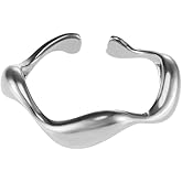 Kokoma Stainless Steel Minimalist Open Statement Ring for Women Irregular Stacking Ring Delicate Finger Band Engagement Birthday Promsie Rings