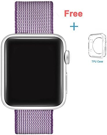 Nylon Apple Watch Band 38mm, Fabric Wrist Strap Replacement Band with Classic Square Stainless Steel Buckle for Apple Watch iWatch Series 1 / 2 / 3,Sport &amp; Edition (Modena, 38mm)