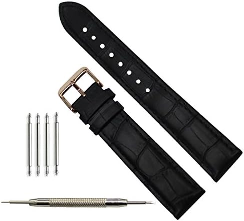 20mm Brown Leather Watch Bands for Men Leather Strap Rose Gold Clasp Buckle with Removal Tool 4 Spring Bars