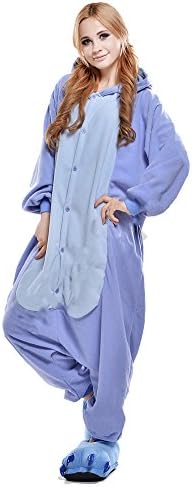 Ucsports Cute Cartoon Animal Onesie Sleepwear Pajamas Cosplay Hoodie Cartoon Party Halloween Sleepwear (L, 55 Cartoon Stitch)