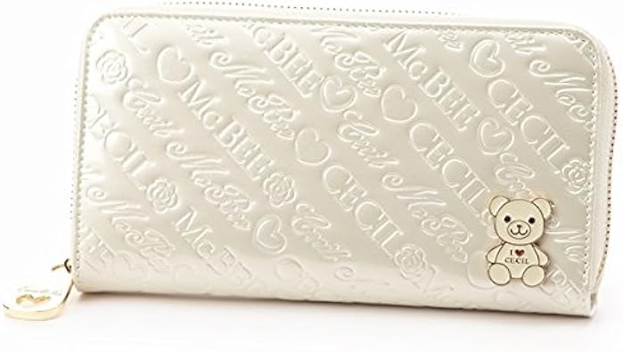 Amazon セシルマクビー Cecil Mcbee セシルベアプレート型押し長財布 01ホワイト M Cecil Mcbee セシルマクビー レディースバッグ 財布