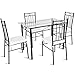 Tangkula 5 Piece Dining Table Set Glass Top Metal Dining Set Kitchen Breakfast Furniture Dinning Table with Chairs