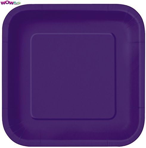 WOW 18cm Square Deep Purple Party Plates, Pack of 16