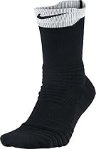 Nike Elite Versatility Crew Basketball Socks (Black/White/Black, Small)