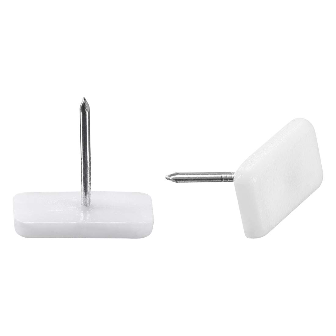 sourcing map Furniture Feet Nail Plastic Glide Nails Square Chair Table Leg Protector Pads 19mm x 10mm White 20pcs