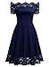 MISSMAY Women's Vintage Floral Lace Long Sleeve Boat Neck Cocktail Party Swing Dress