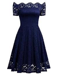 Missmay vestido de cóctel de manga corta con encaje floral, estilo vintage, para dama