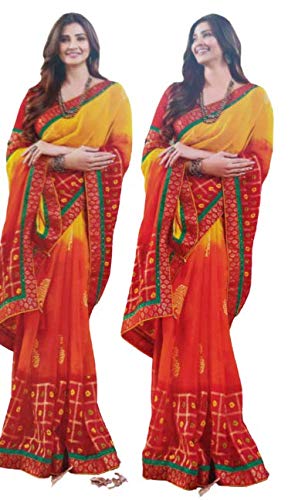 Sachin saree_CASUAL_ORANGE_YELLOW_CHUNARI_SAREE_MARVEL_CHIFFON_WITH_BLOUSE_CUT_6_MTR_33