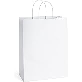 BagDream 10x5x13 25Pcs Gift Bags White Paper Shopping Bags with Handles Bulk, for Retail, Merchandise, Party Favor, Recyclable Paper Sacks