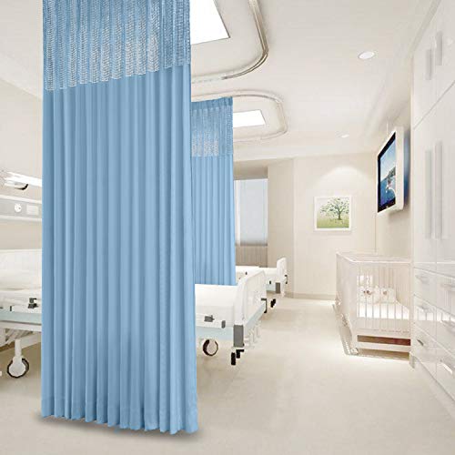 Macochico Blue Medical Curtains Privacy Hospital Cubicle Curtain with Flat Hook Hanging for Hospital Medical Clinic SPA Lab Curtain Room Divider,8ft Wide x 7ft Tall(1 Panel)