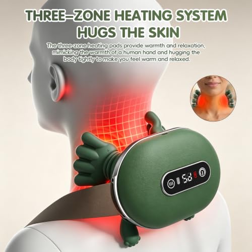 Masajeador Cervical y Espalda con Calor,4D Masajeador Cervical con Mando a Distancia 5 Niveles de Intensidad y 2 de Calor Masajeador de Cuello Masaje Profundo para Relajar Músculos