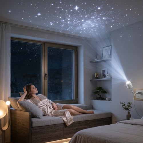 2-in-1 Galaxy Projector Night Light, USB Starry Sky Night Light Projector with Adjustable Brightness, Mini LED Projection Lamp for Bedroom Ceiling Wall Room Decor