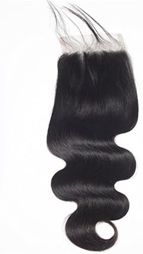 Ugrace Hair Body Wave Closure Mink Brazilian Virgin Hair Pre Plucked Lace Closure with Baby Hair Soft and Bouncy Crochet Closure Human Hair Can Be Dyed and Bleached 8 Inch Free Part 4x4 Inch