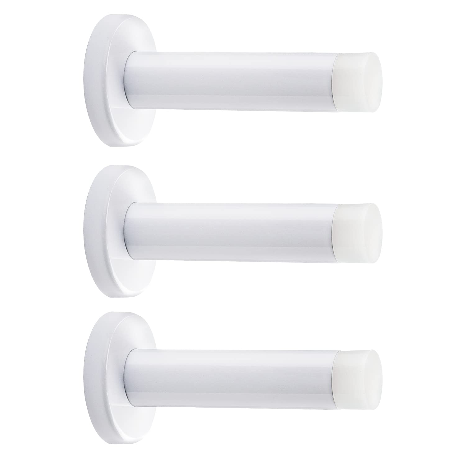 DOKU 3Pcs 3.5 Inch Door Stop, Heavy Duty 304 Stainless Steel Door Stopper with Rubber Tips Bumper, Wall Mounted Door Holder Protection Sound Dampening, White