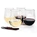 Unbreakable Stemless Wine Glasses |2 BONUSES: Corkscrew + E-Book | 100% Tritan Plastic Shatterproof Dishwasher-Safe Glassware | BPA-Free | Set Of 4 | 16oz | Ideal for Indoor/Outdoor Use | by Vinosimo