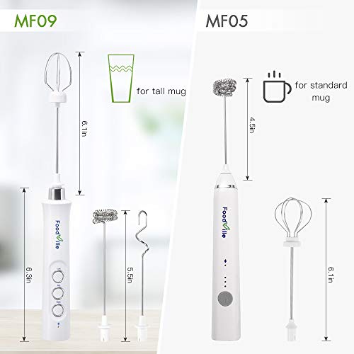 FoodVille MF09 3 in 1 Rechargeable Milk Frother Handheld Foam Maker