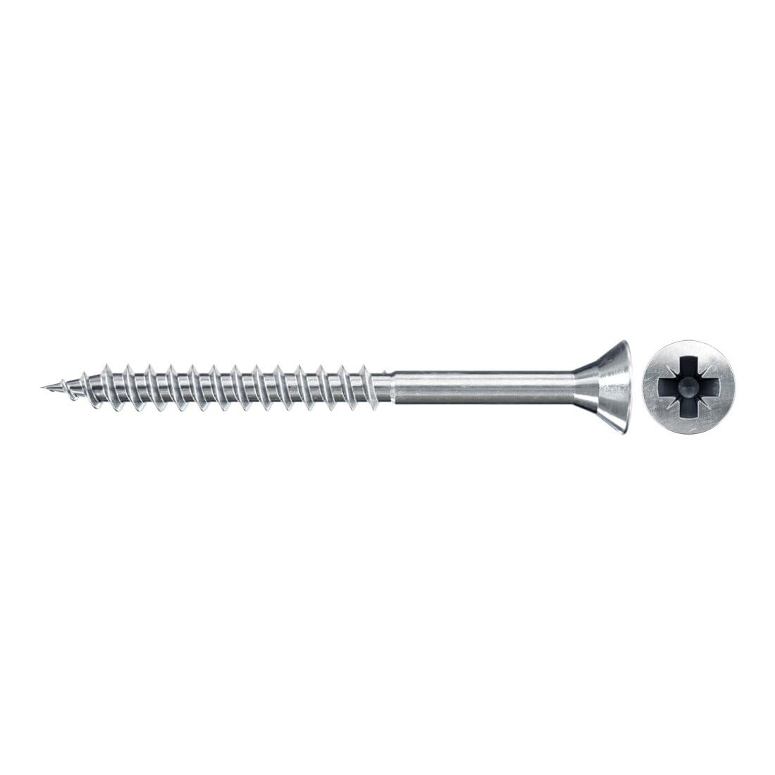 fischer Chipboard Screw 6.0 x 60 Countersunk Head Blue Galvanised Partial Thread Phillips PZ — image 1