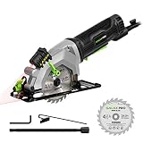 Circular Saw, GALAX PRO 4Amp 3500RPM Mini Circular Saw with Laser Guide, Max. Cutting Depth1-11/16"(90&deg;), 1-1/8"(45&deg;）Compact Saw with 4-1/2" 24T TCT Blade, Vacuum Adapter, Blade Wrench, and Rip Guide