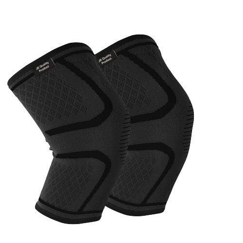 Pair Knee Support Brace Compression SleevesProtectors for Joint Pain Relief, Arthritis, Meniscus Tear, Sports and Injury Recovery Circulation Improvement, JR Quality Product (Black, Extra Large)