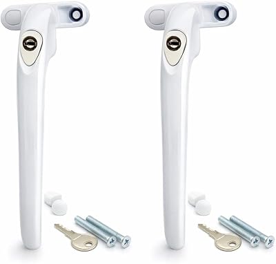 Heather White Replacement UPVC Window Handle 43mm Spindle Inline Espag Lockable