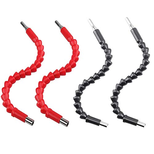 4 Pack Flexible Drill Bit Extension, Magnetic Screwdriver Power Hex Soft Shaft Set for Connect Drive Shaft Tip Drill Bit Kit Adaptor