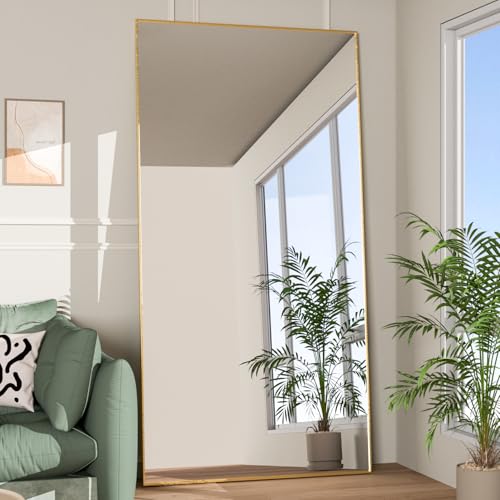 NEUWEABY Ganzkörperspiegel 193 x 86 cm Bodenspiegel, großer schwarzer Spiegel, Rechteckiger Spiegel für Schlafzimmer, Wohnzimmer, zum Aufhängen oder A