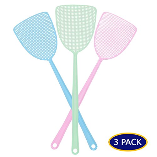 Fly Swatter, Strong Flexible Manual Swat Set Pest Control, Assorted Colors, 3 Pack - LOOKISS (3 Pack)