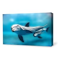 Canvas Wall Art Lovely Dolphin Canvas Prints Home Artwork Decoration for Living Room,Bedroom - 12x18 inches