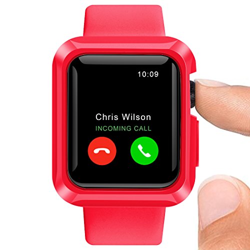 Apple Watch Case, iitee 42mm Universal Slim Rugged Protective TPU iWatch Case for Apple Watch Series 3 Series 2 Series 1 (Matte Red)