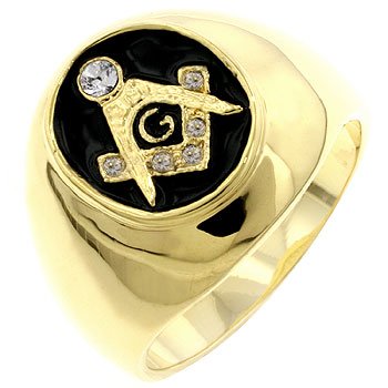 Isady - Miquel Gold - Anillo Hombre - Chapado en oro - Óxido de zirconium y esmalte negro - Talla 19